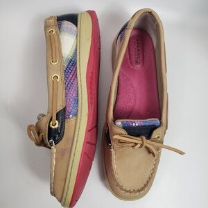 Sperry Loafer Leather Boat Mermaid Barbiecore Sequin Flat sz 8
